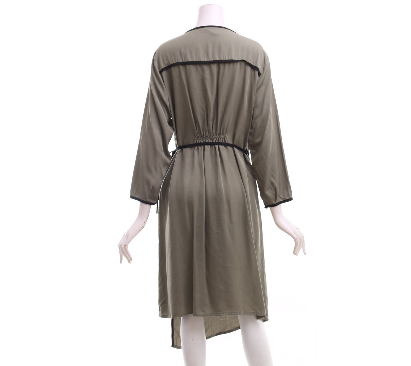 Kivee Olive Wrap Asymmetric Midi Dress