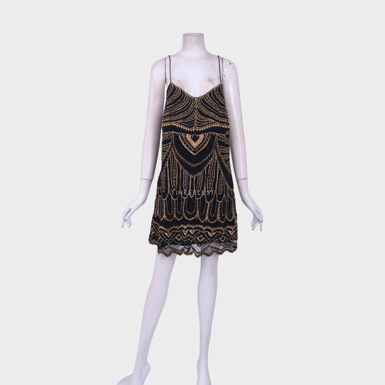 uma and Leopold Gold & Black Mini Dress