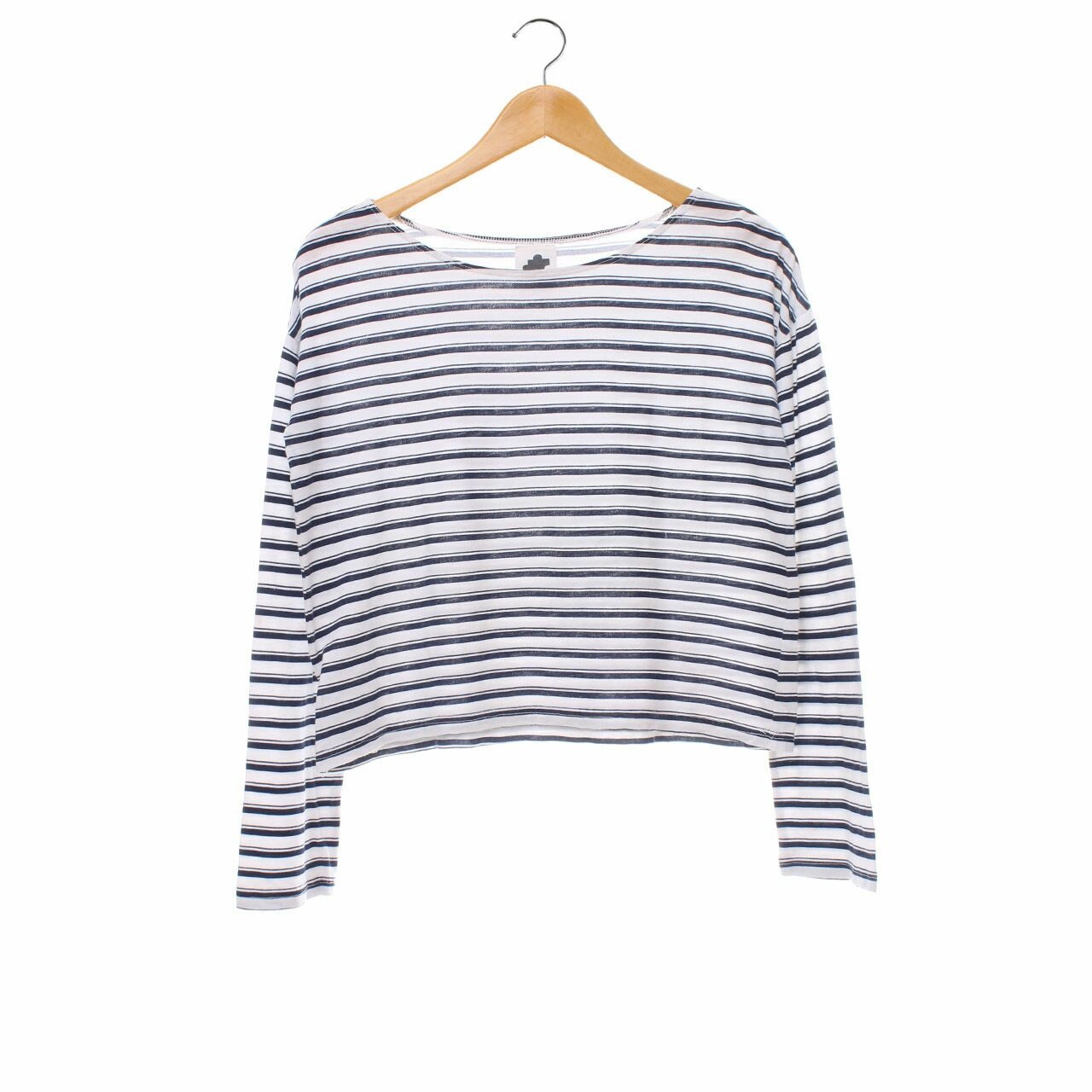 Subtitled Navy Striped Blouse