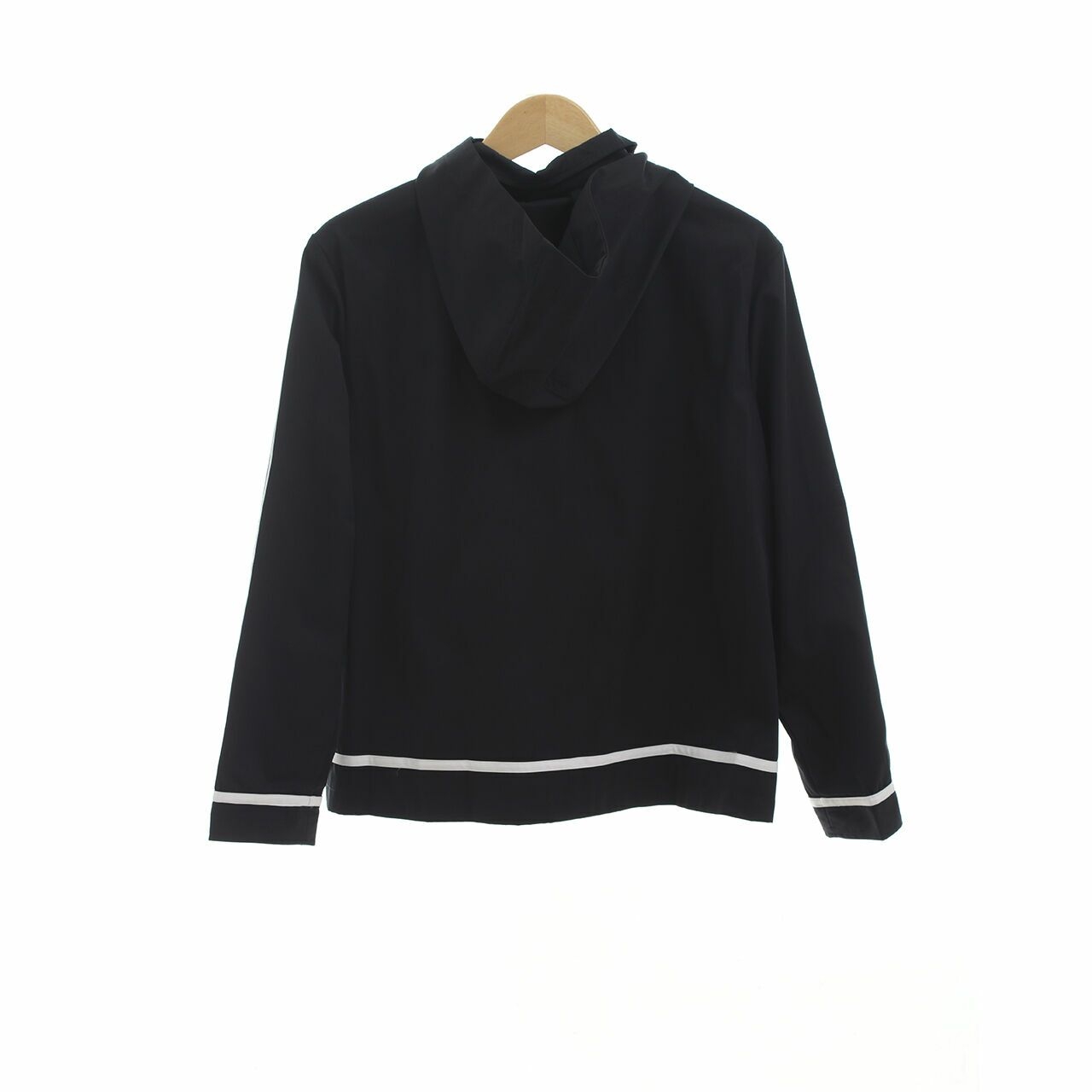 Karl Lagerfeld  Paris Logo Trim  Black Hoeeded Jacket