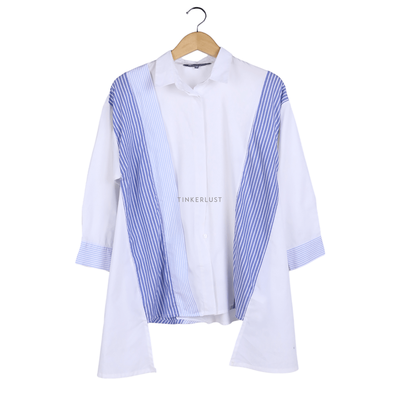 Benang Jarum Blue & Off White Shirt