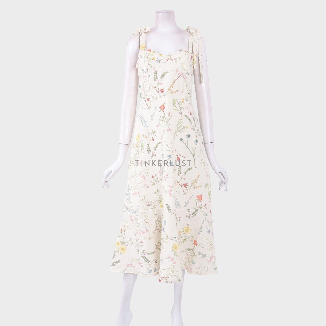 Oudre Cream Floral Midi Dress