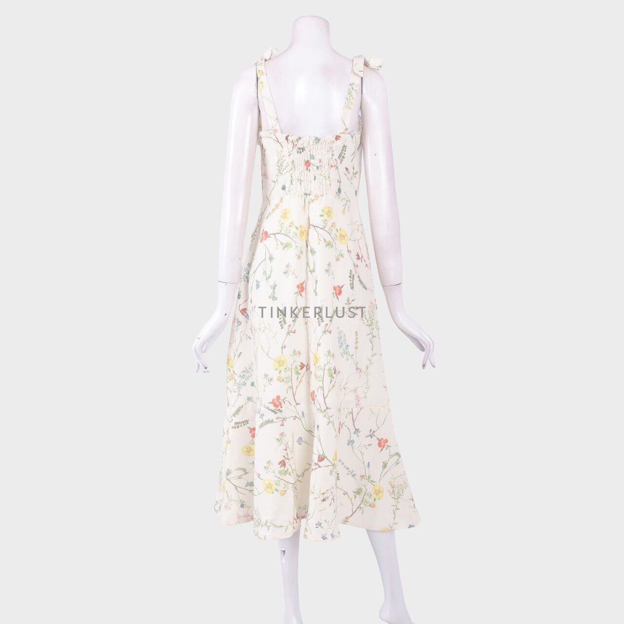 Oudre Cream Floral Midi Dress