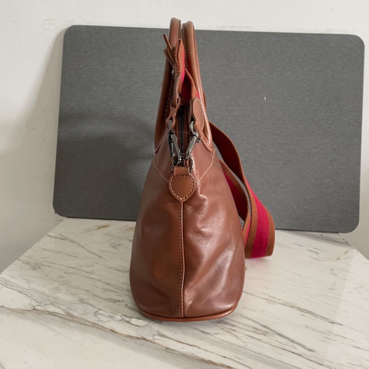 Longchamp Dome Brown Leather Handbag