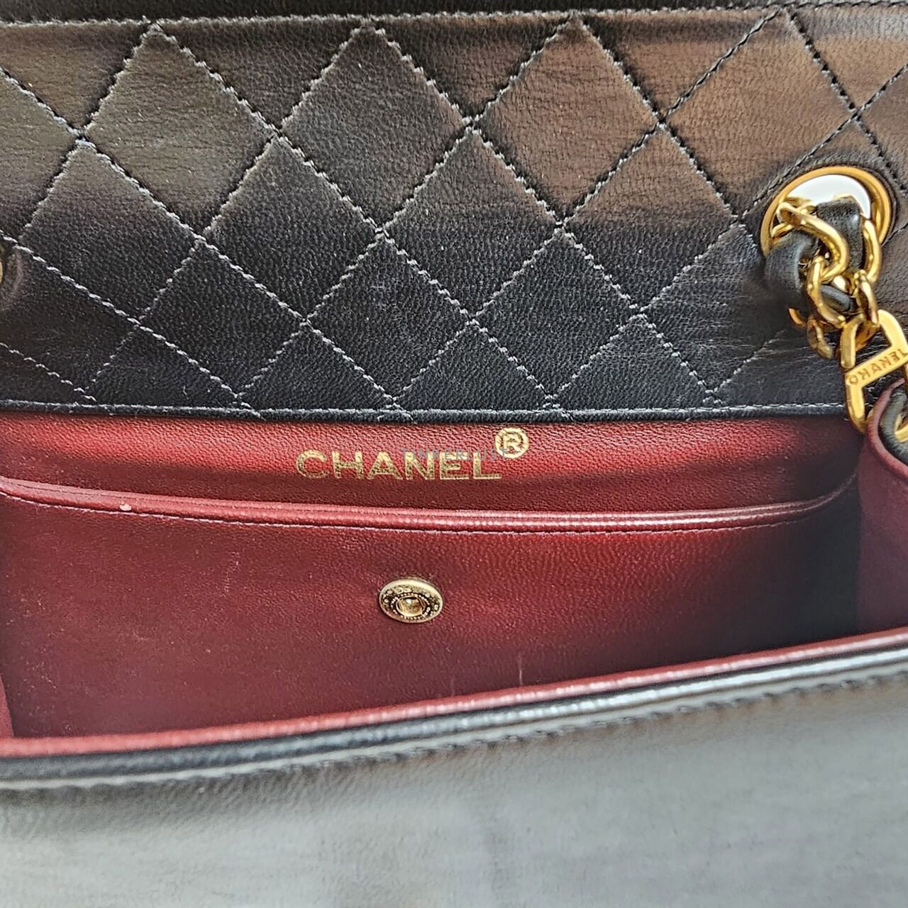 Chanel Vintage Black Lambskin Trapezium with Small Wallet GHW Shoulder Bag