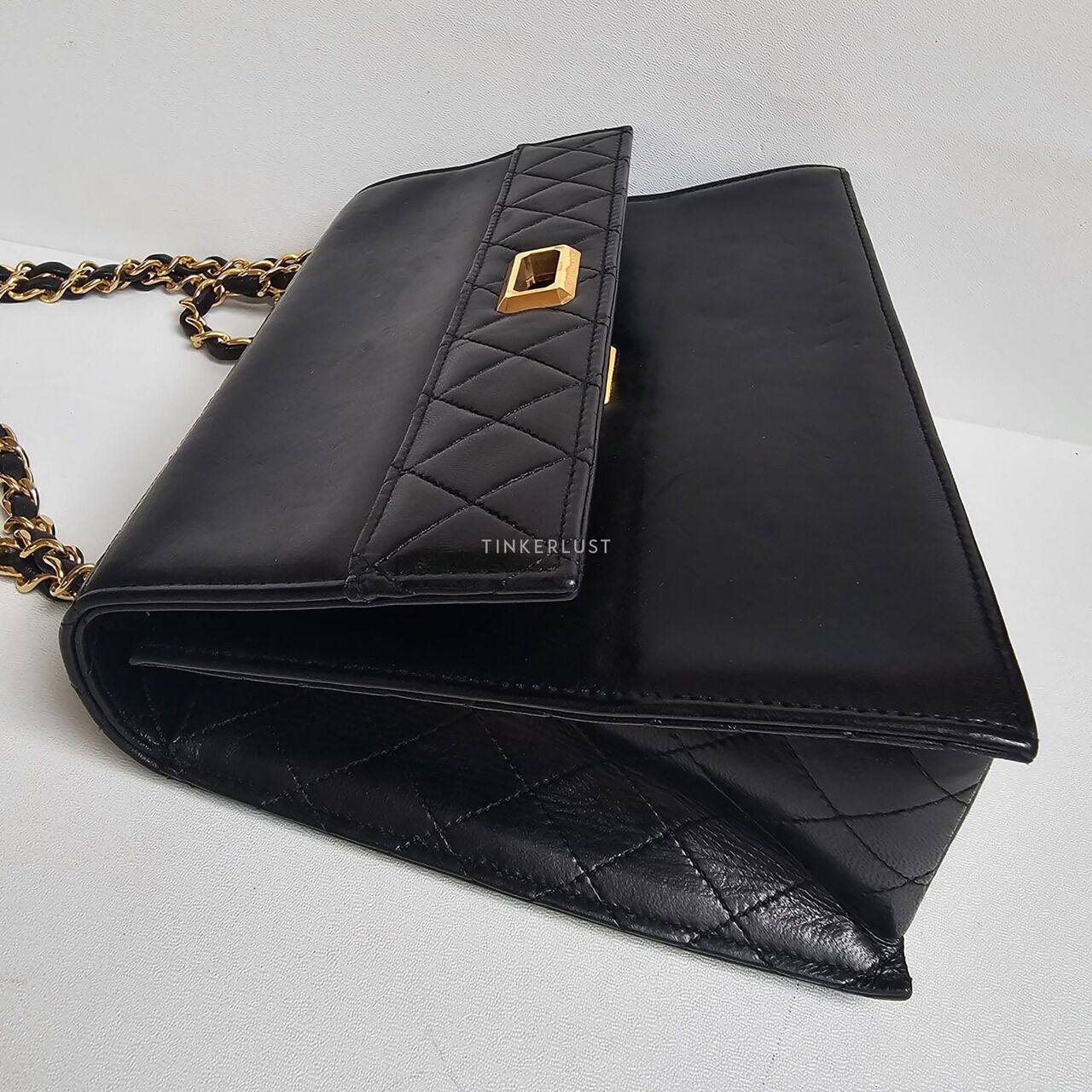 Chanel Vintage Black Lambskin Trapezium with Small Wallet GHW Shoulder Bag