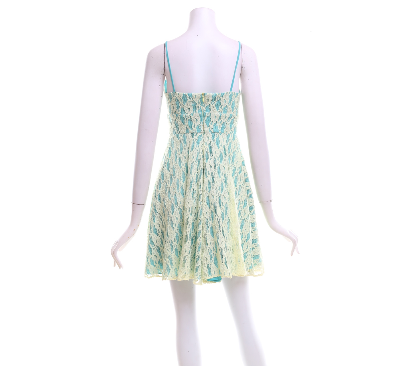 Shandy Aulia Collections Yellow And Light Blue Mini Dress