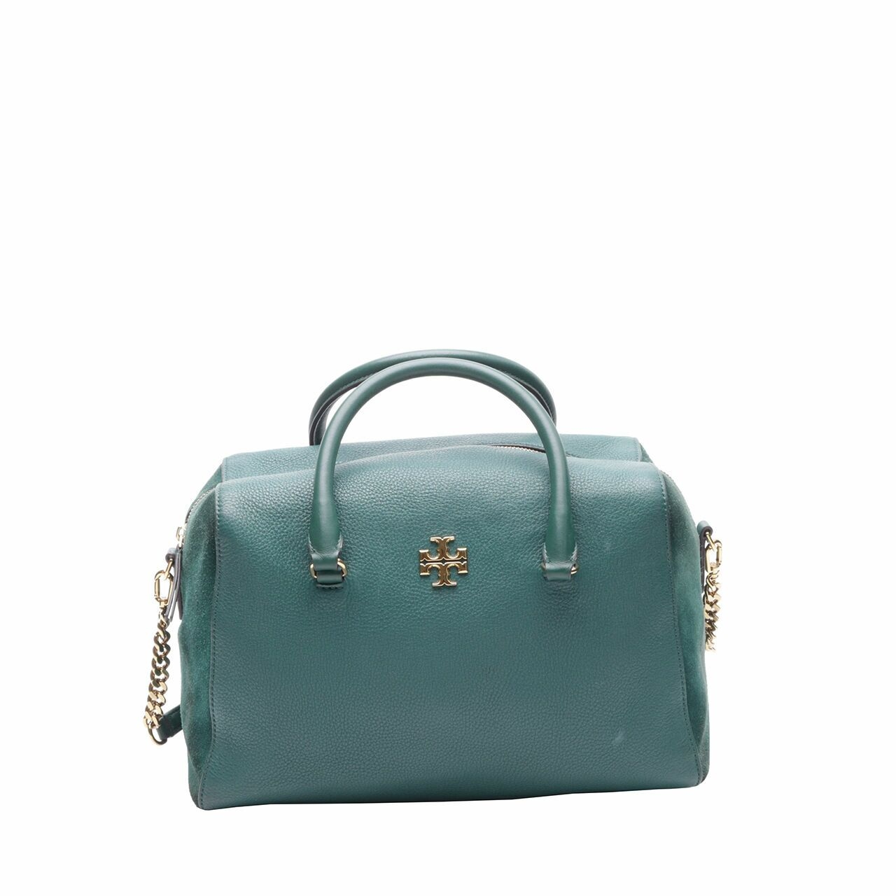 Tory Burch Green Suede Leather Satchel