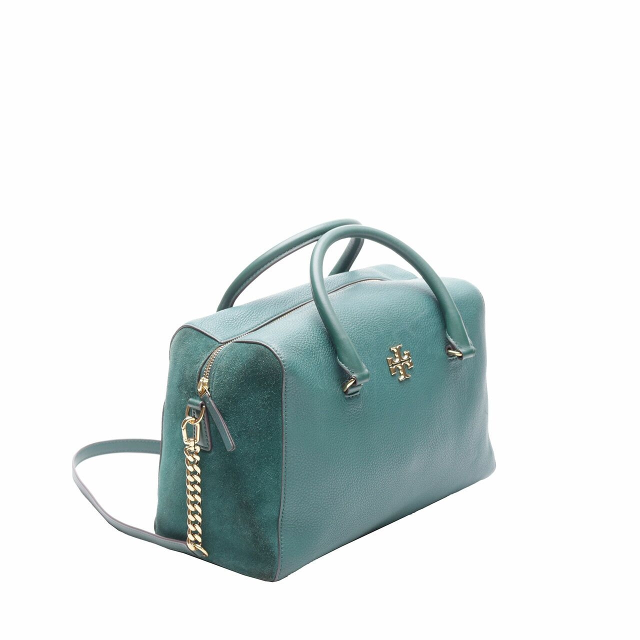 Tory Burch Green Suede Leather Satchel