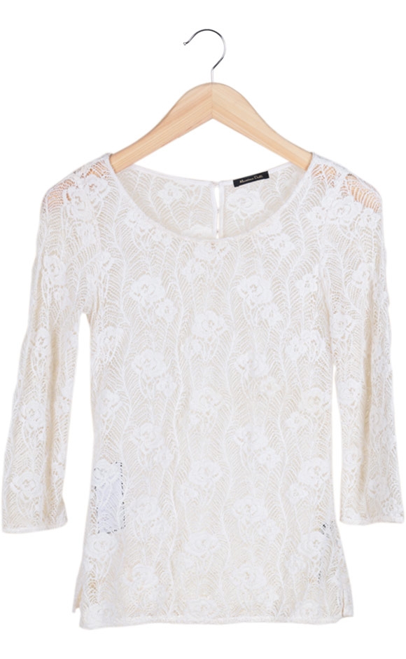 Cream Embroidary Lace Top 