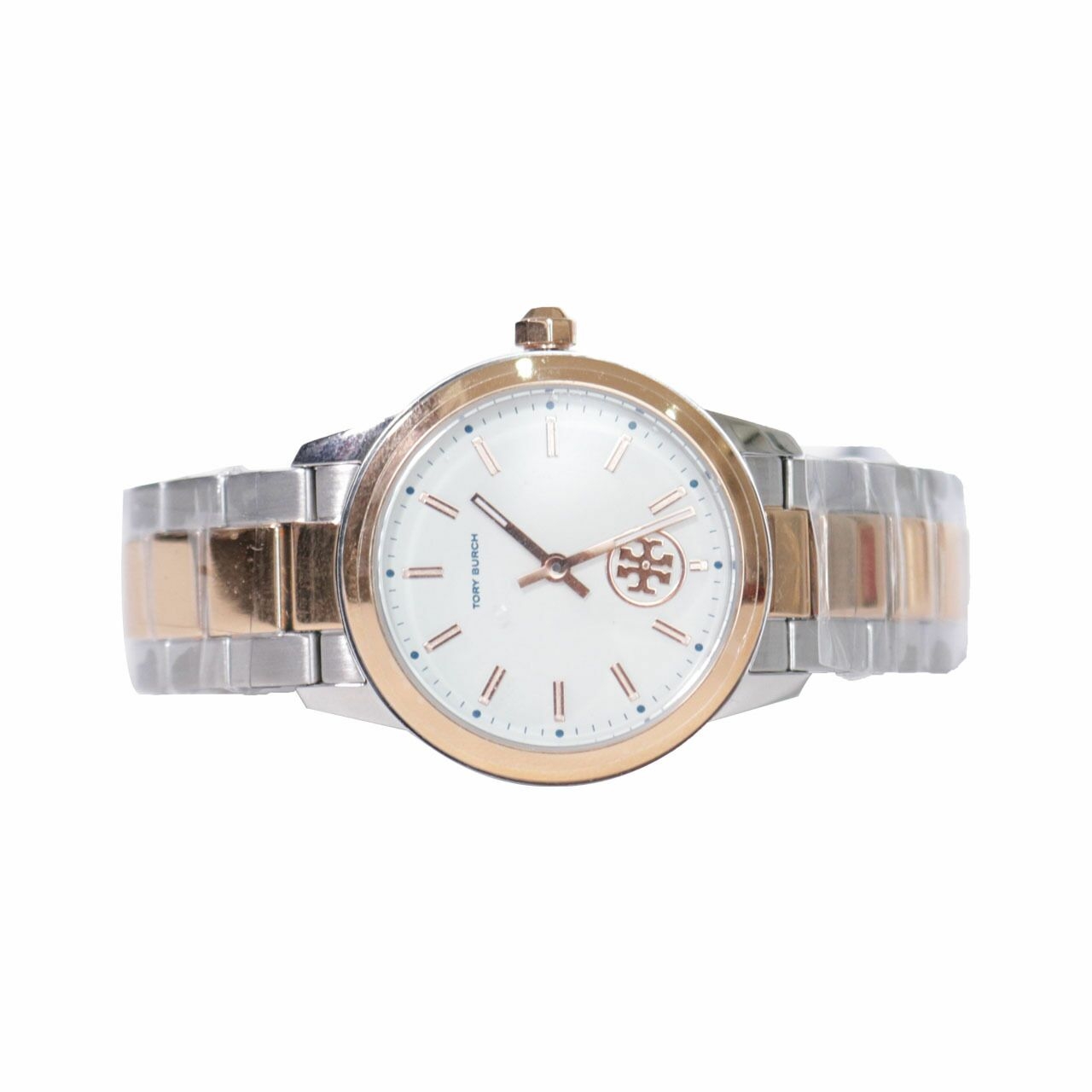 Tory Burch Collins Watch Two-Tone Rose Gold Stainless Steel Ivory 32mm Wrist Watch