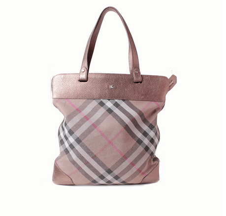 Burberry Brown Pink Canvas Tote Bag