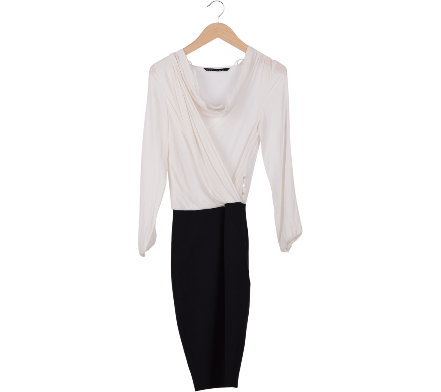 Zara Black and White Wrap Midi Dress