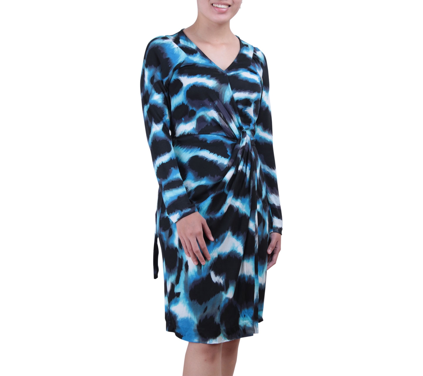 Diane Von Furstenberg Blue And Black Wrap Mini Dress
