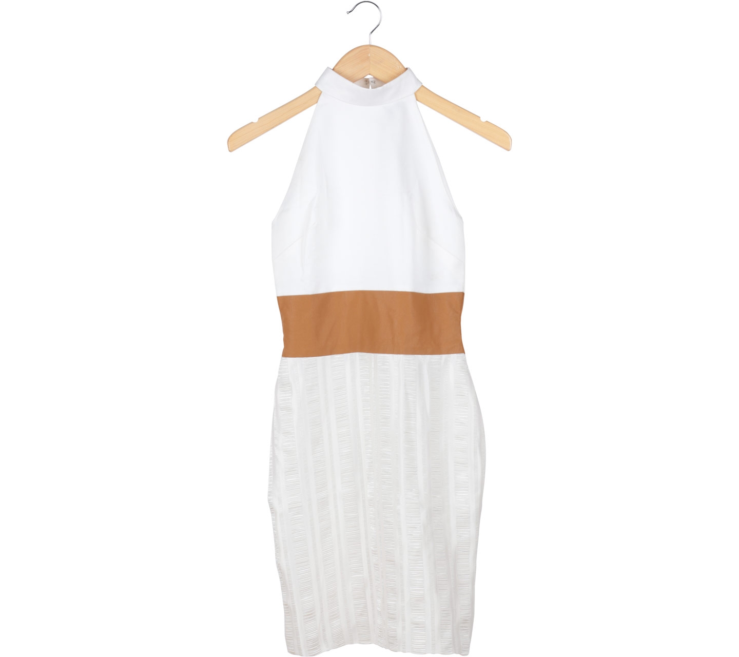 Rakriz White And Brown Sleeveless Mini Dress