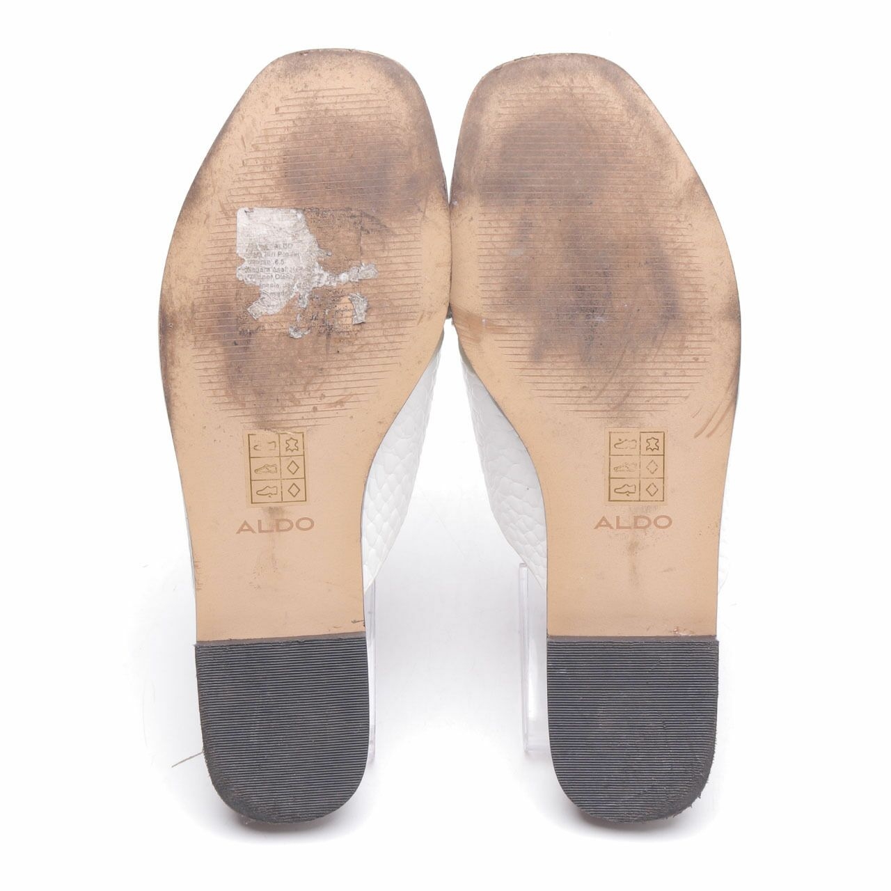 Aldo White Embossed Leather Sandals	