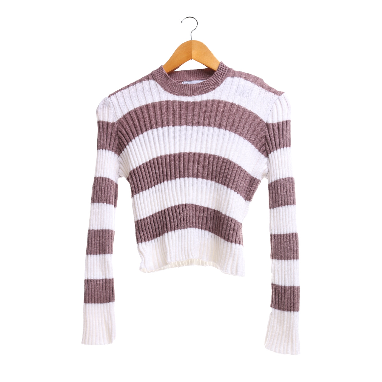 Hervelvetvase Brown & White Striped Sweater