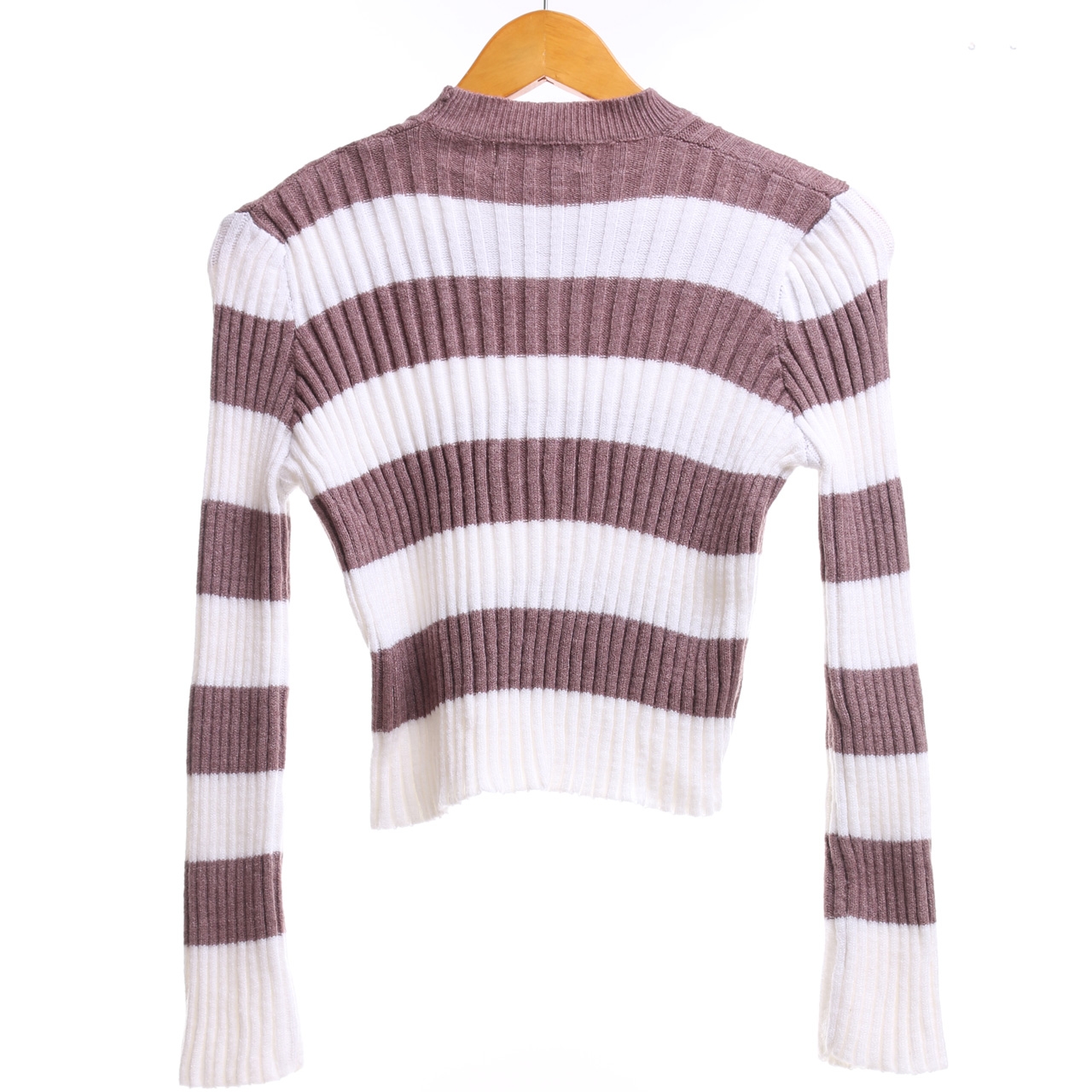 Hervelvetvase Brown & White Striped Sweater