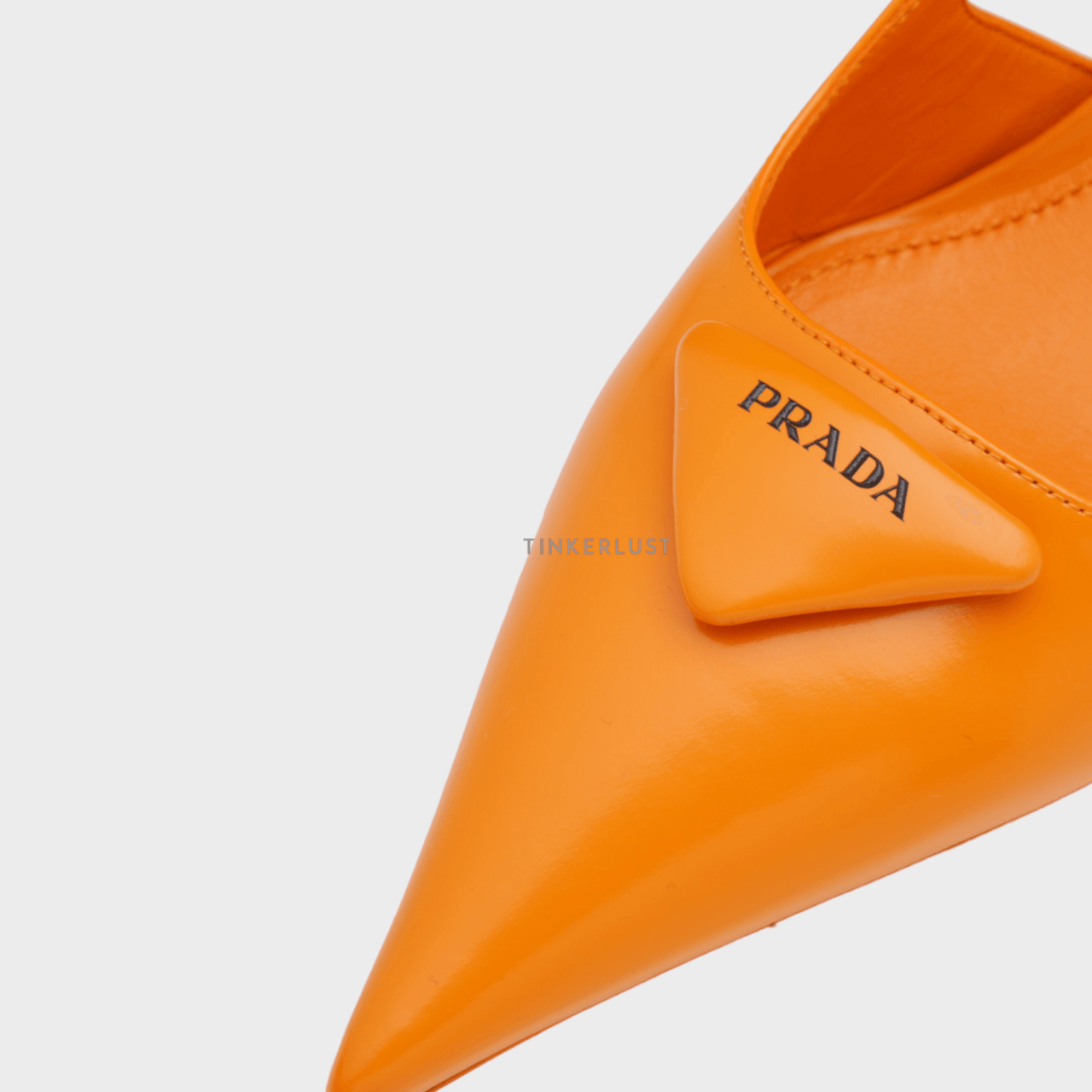PRADA Triangle Logo Slingback Pumps 65mm in Orange Brushed Leather