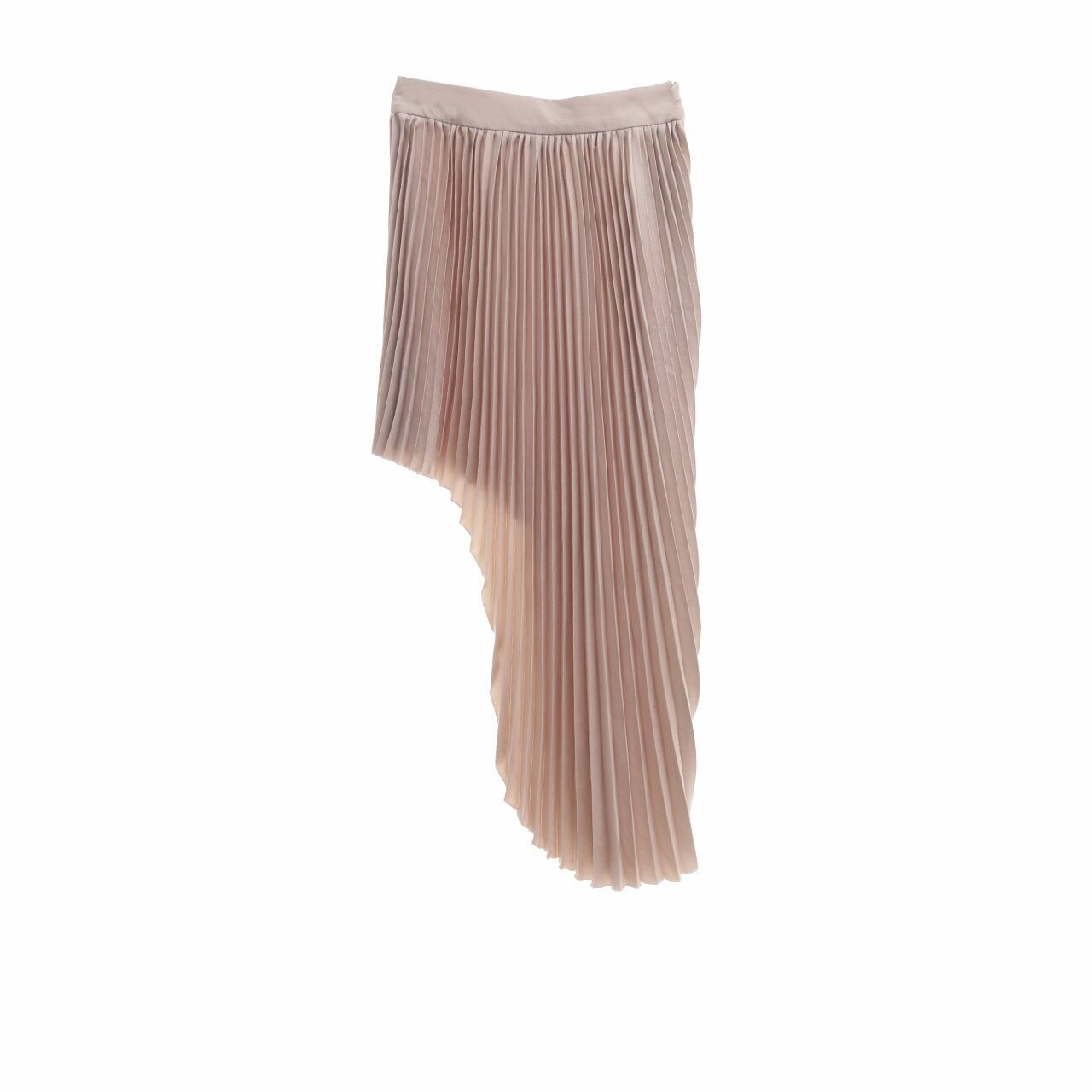 clle Brown Pleats Assymetric Mini Skirt
