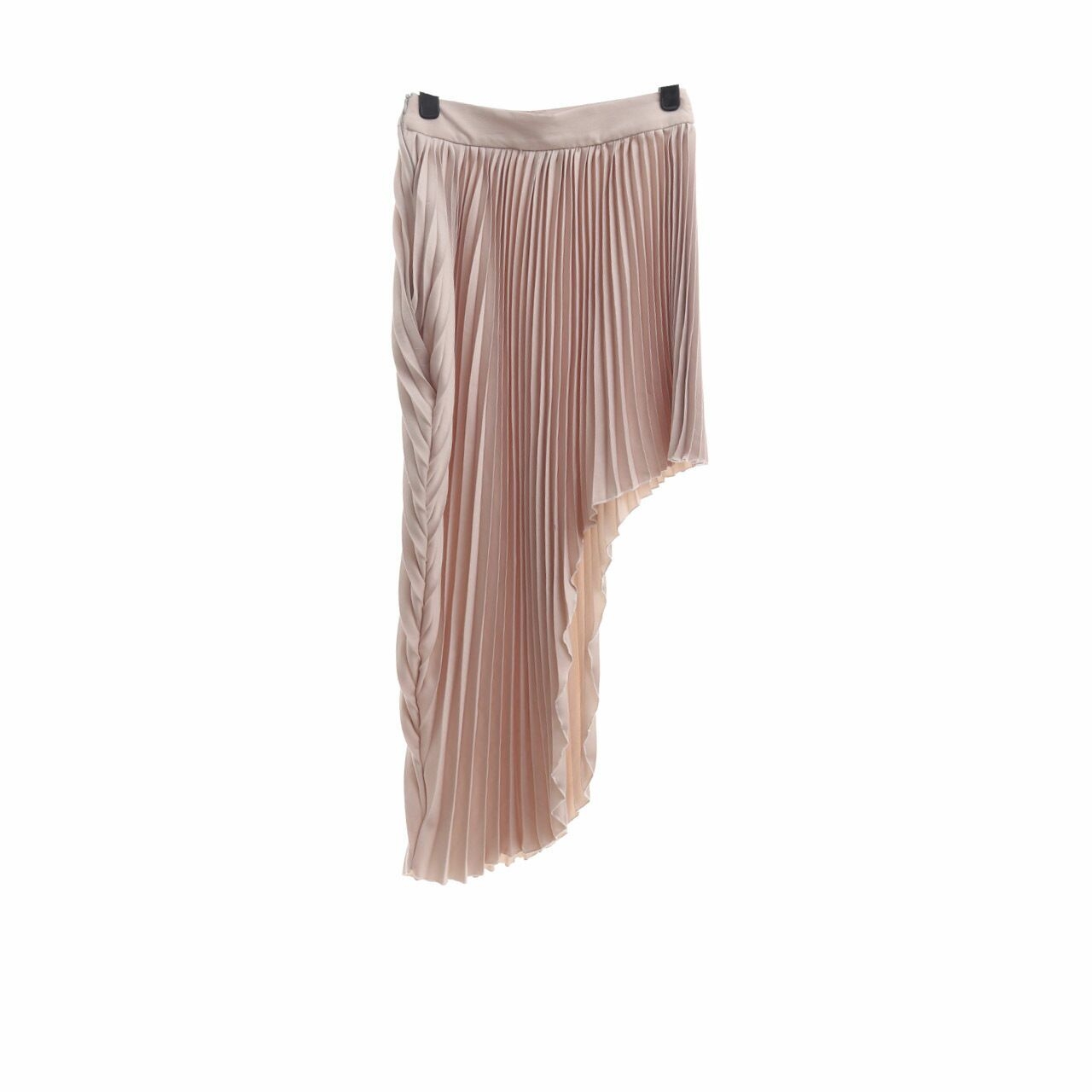 clle Brown Pleats Assymetric Mini Skirt