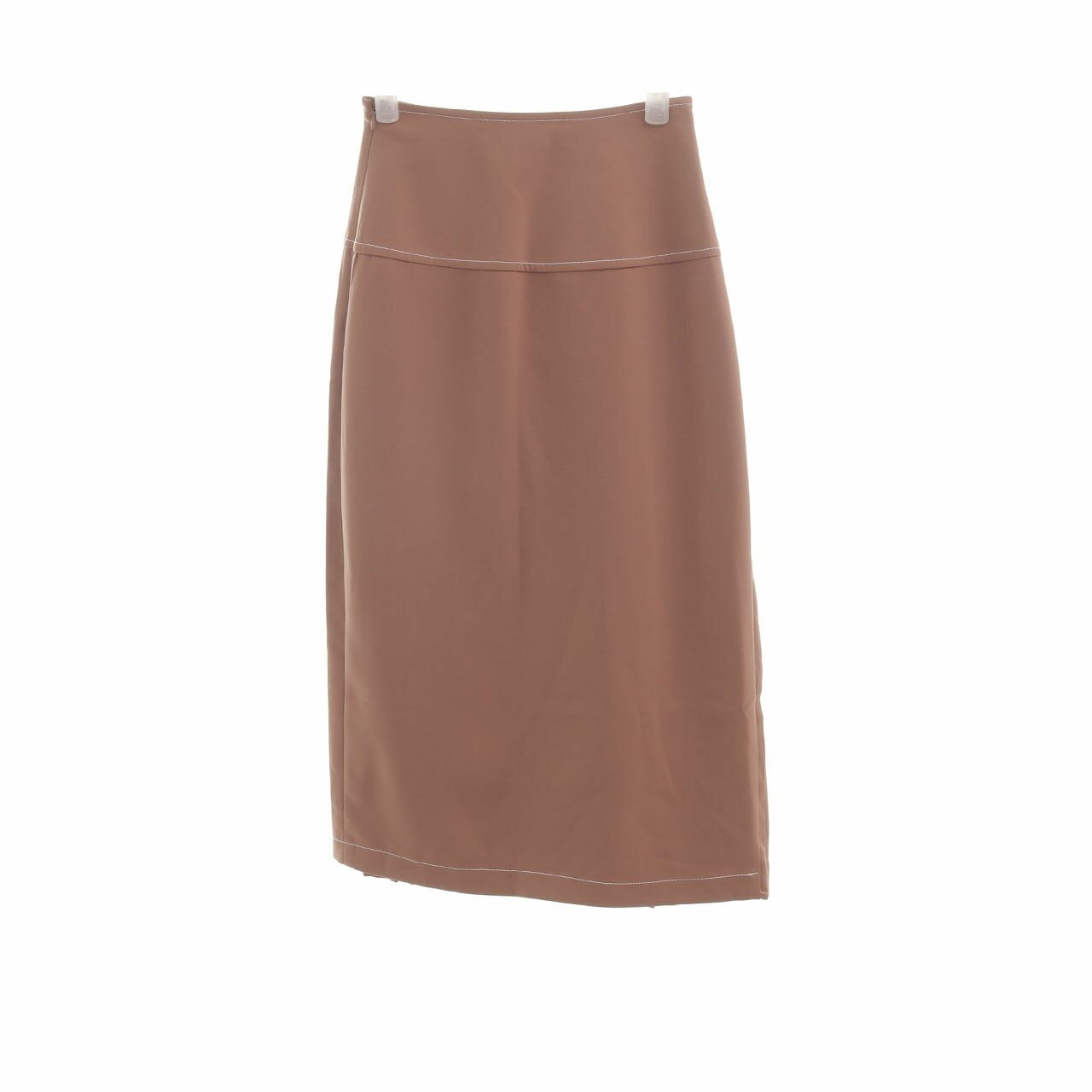 Pomelo. Brown Pleated Midi Skirt
