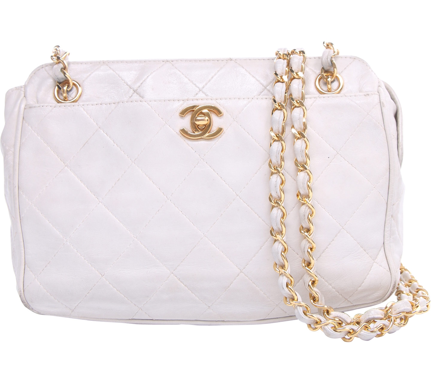Chanel White Quilted Sling Bag