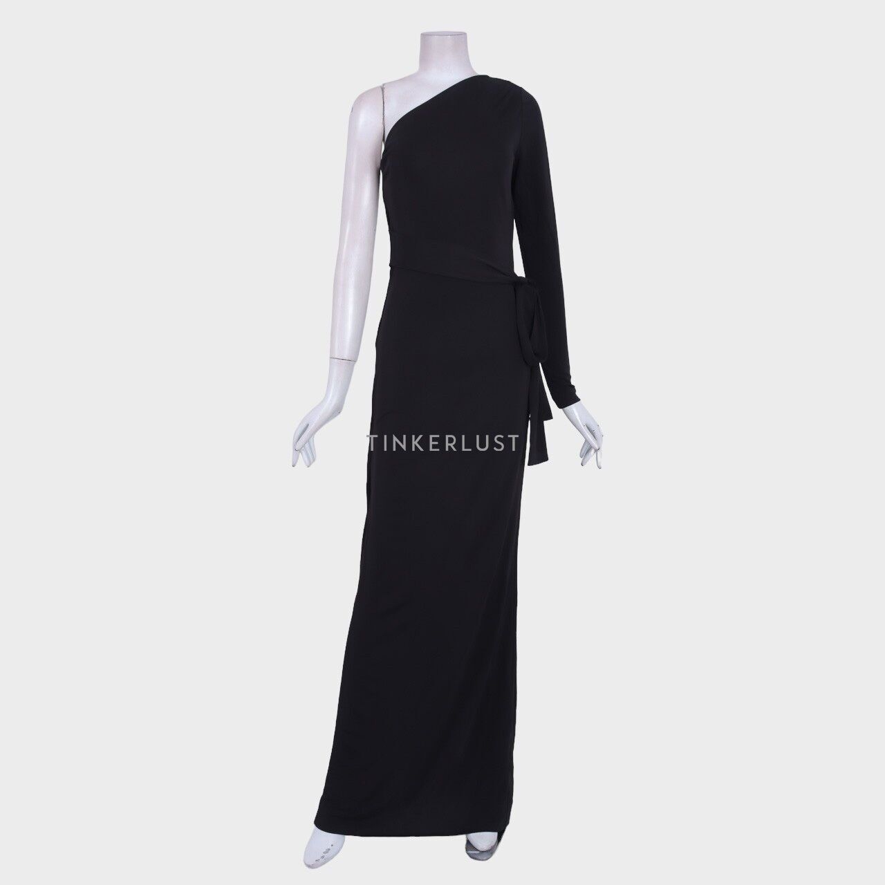 Diane Von Furstenberg Black Coco One Shoulder Rayon Long Dress