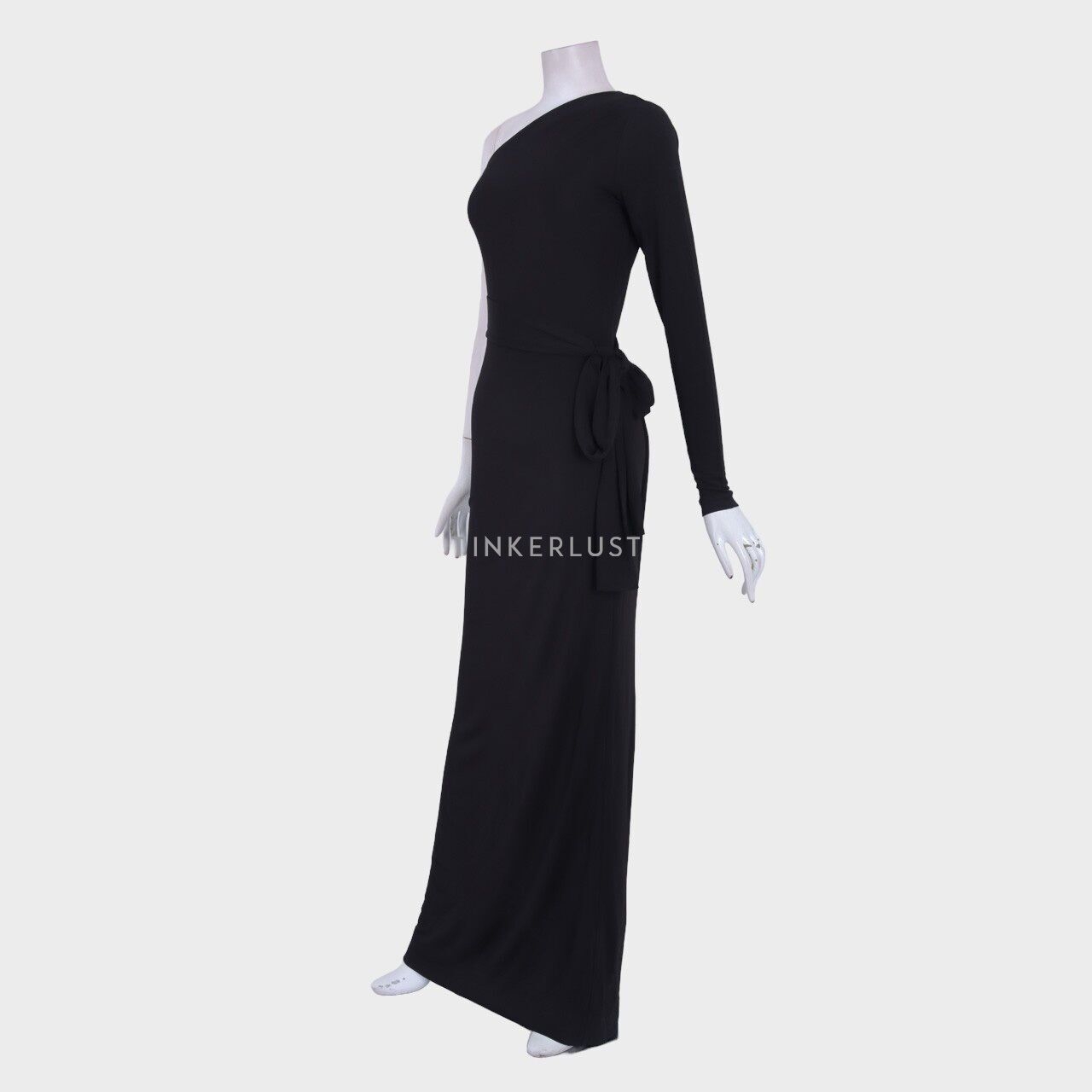 Diane Von Furstenberg Black Coco One Shoulder Rayon Long Dress