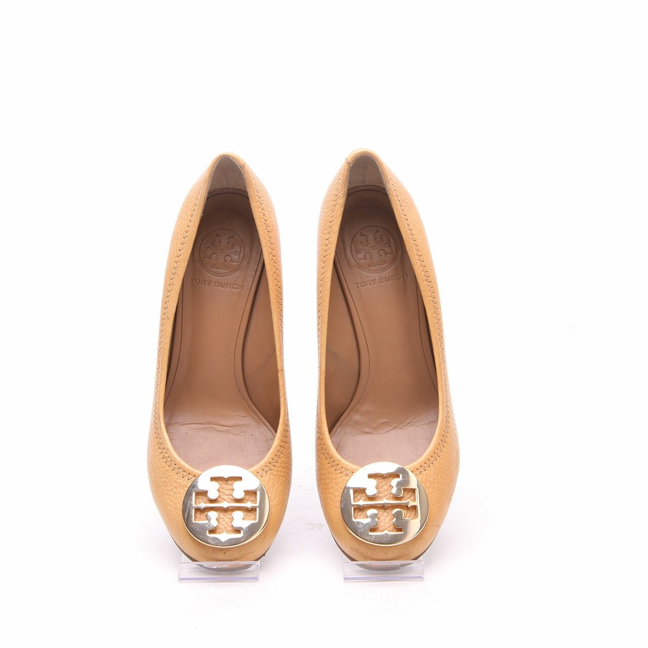 Tory Burch Sally Royal Tan/Gold Tumbled Leather Wedges