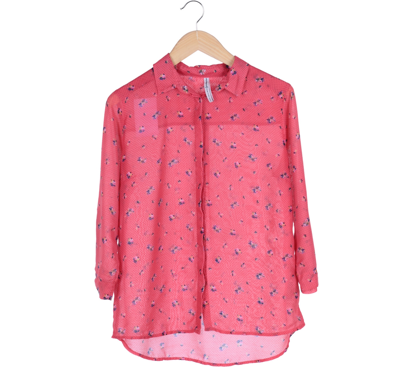 Stradivarius Red Floral Dotted Shirt