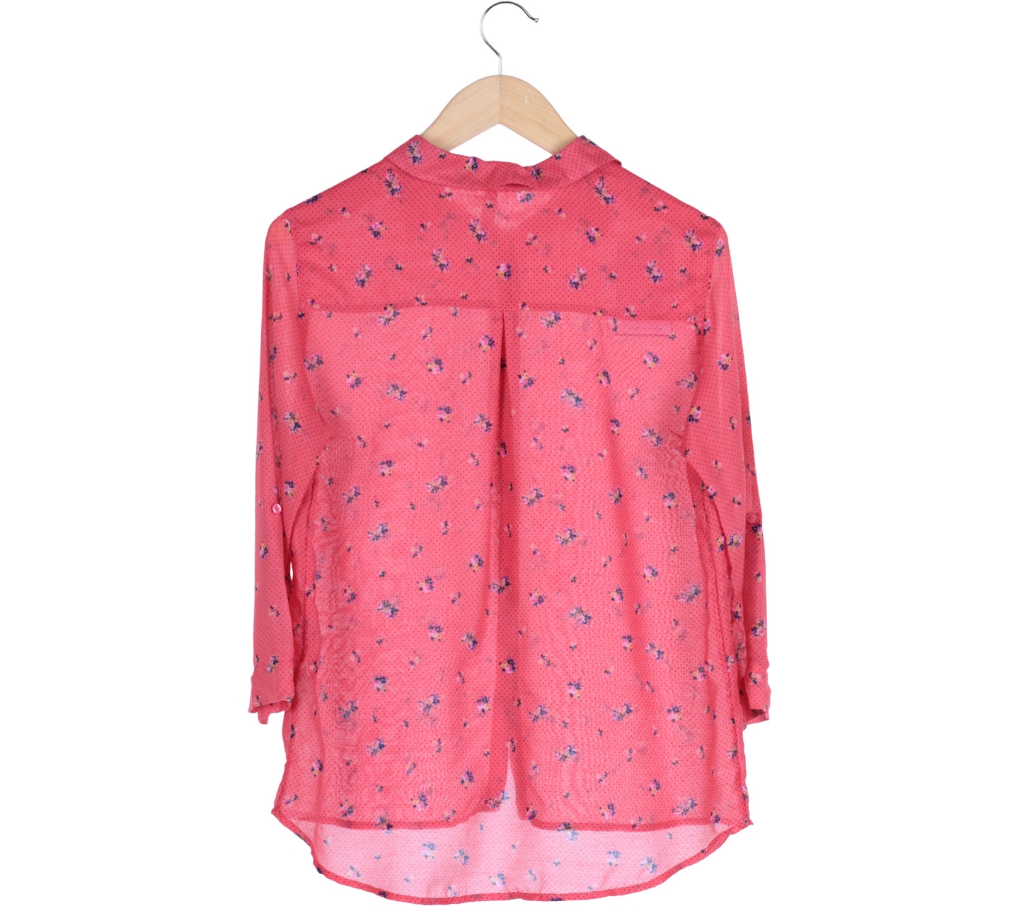 Stradivarius Red Floral Dotted Shirt