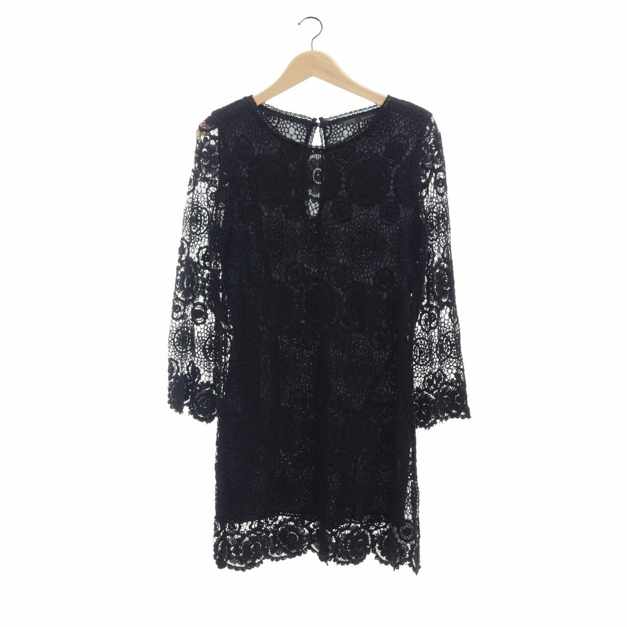 Zara Black Perforated Midi Dress