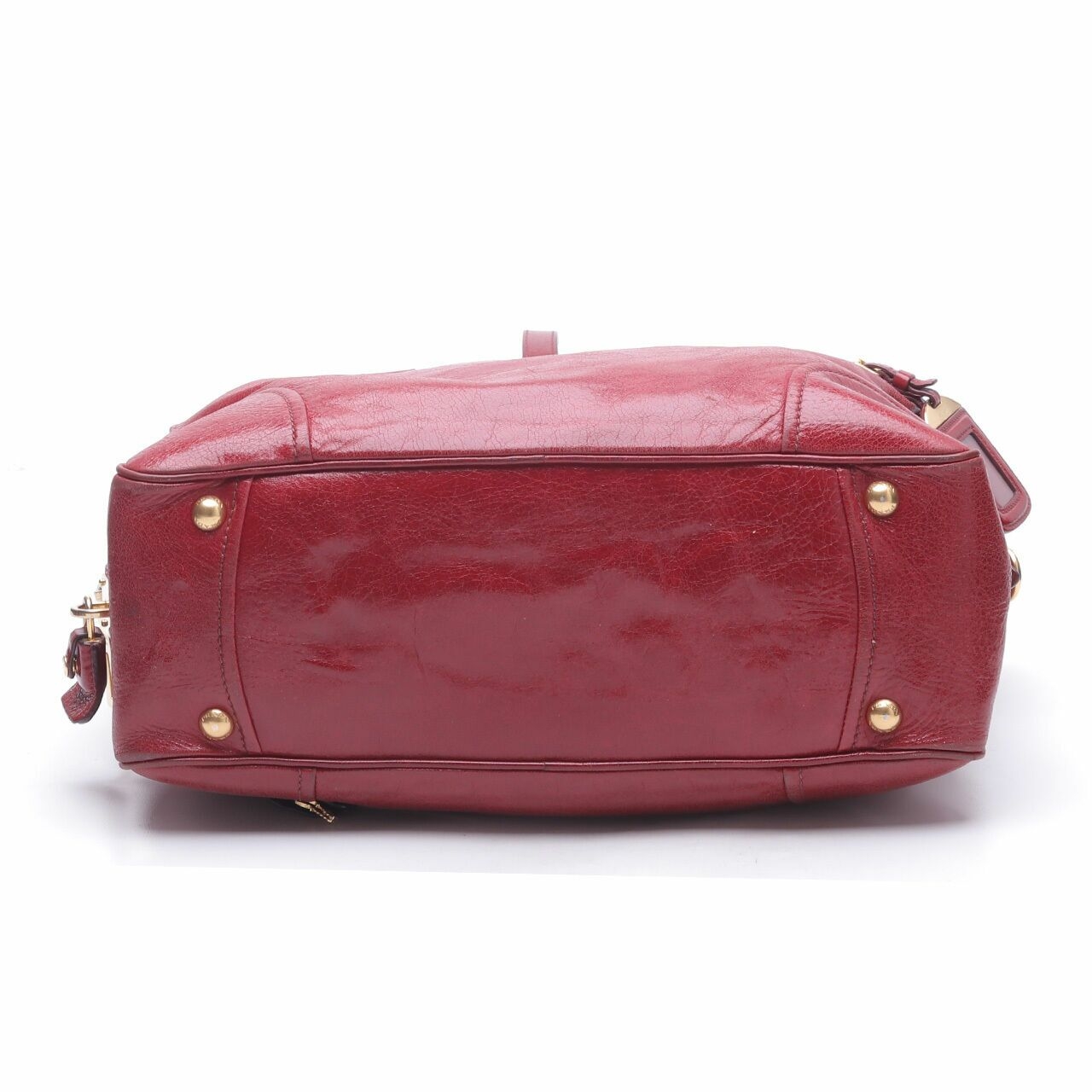 Prada Vitello Shine Rubino Bauletto Red Satchel Bag