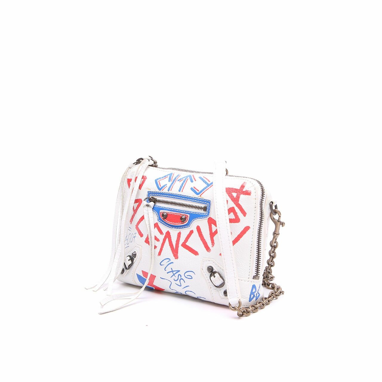 Balenciaga Graffiti Classic Mini White Sling Bag