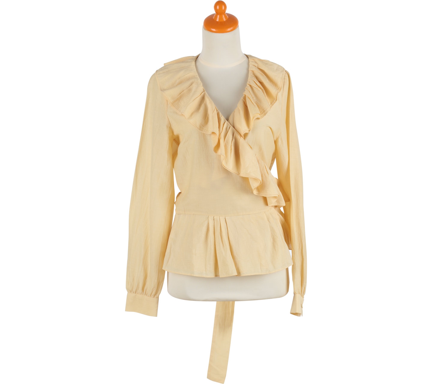 Kenneth Cole Yellow Wrap Ruffles Blouse