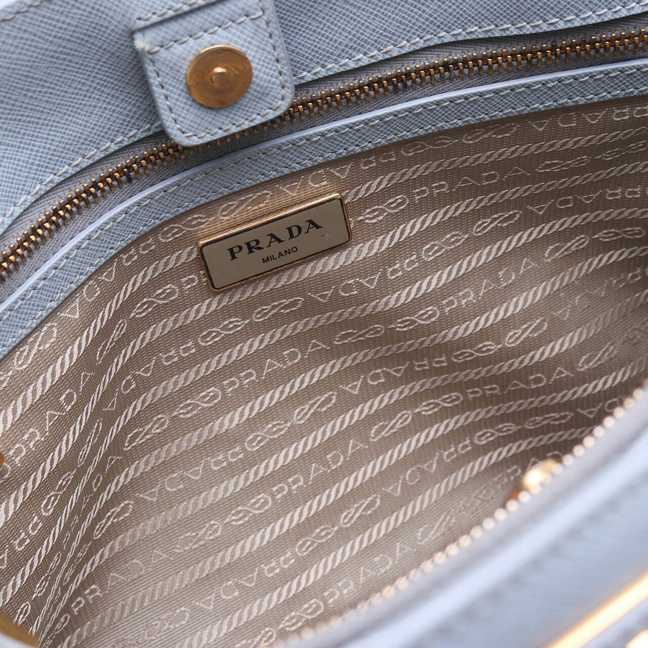 Prada Pale Blue Saffiano Lux Leather Satchel Bag