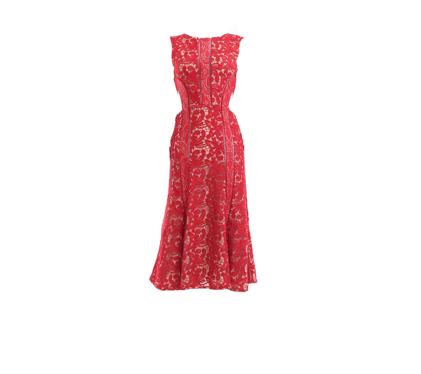 Roselani Red & Mocca Lace Midi Dress