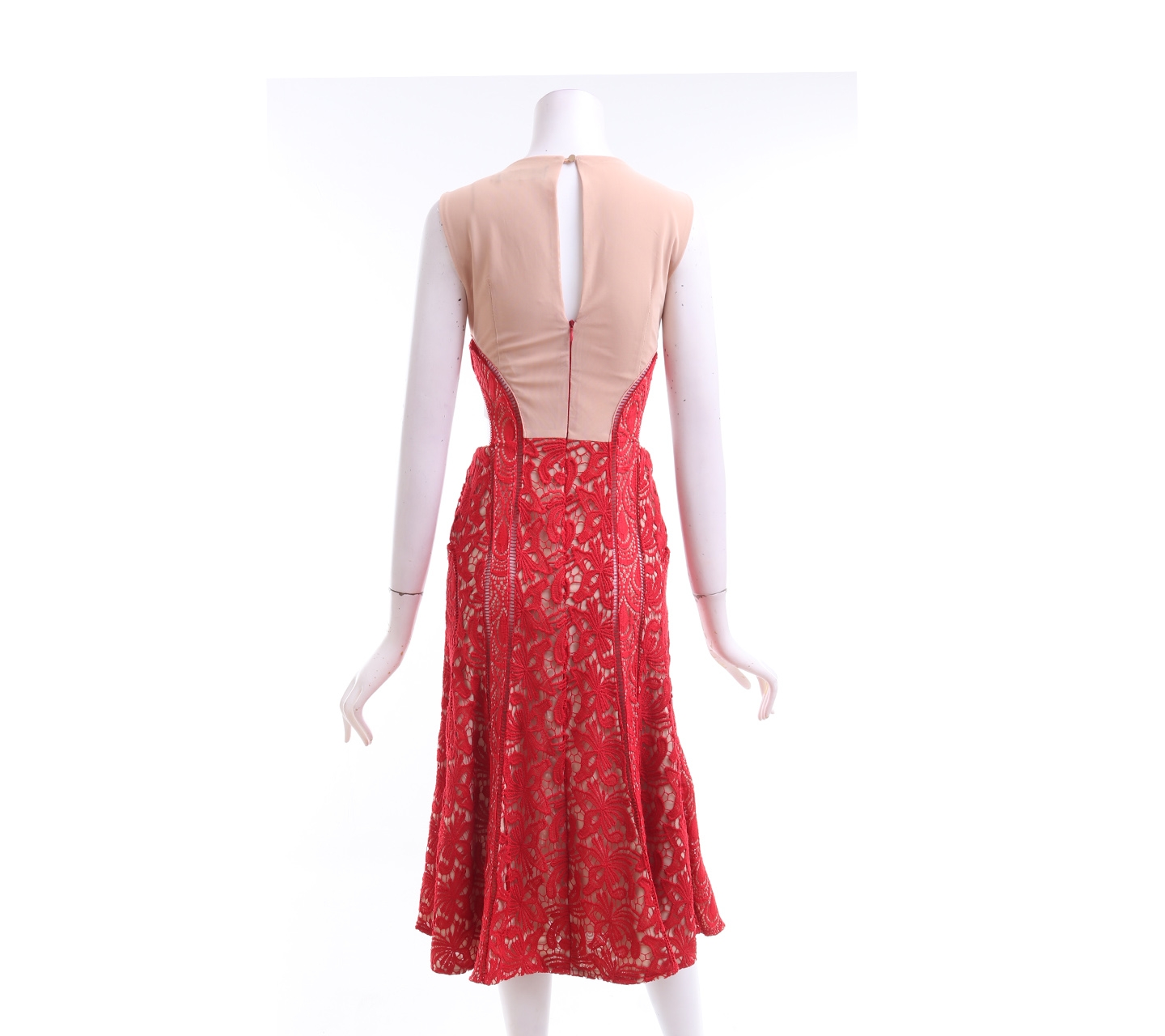 Roselani Red & Mocca Lace Midi Dress