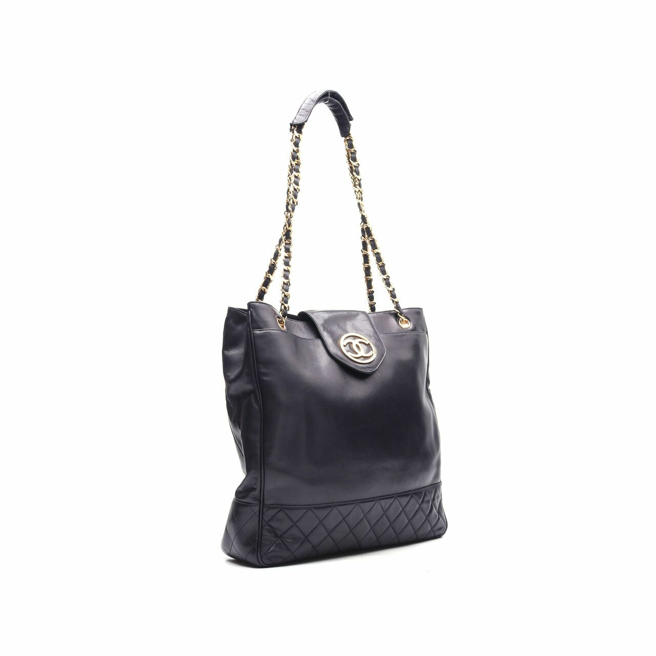 Chanel Vintage Black Flap CC logo Shoulder Bag