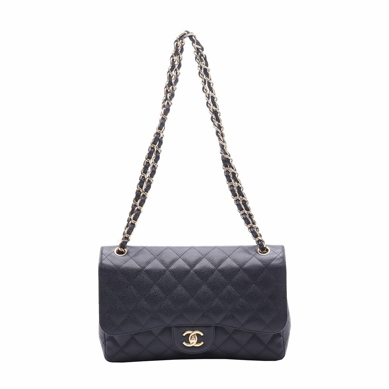 Chanel Double Flap Quilted Caviar Black Shoulder Bag