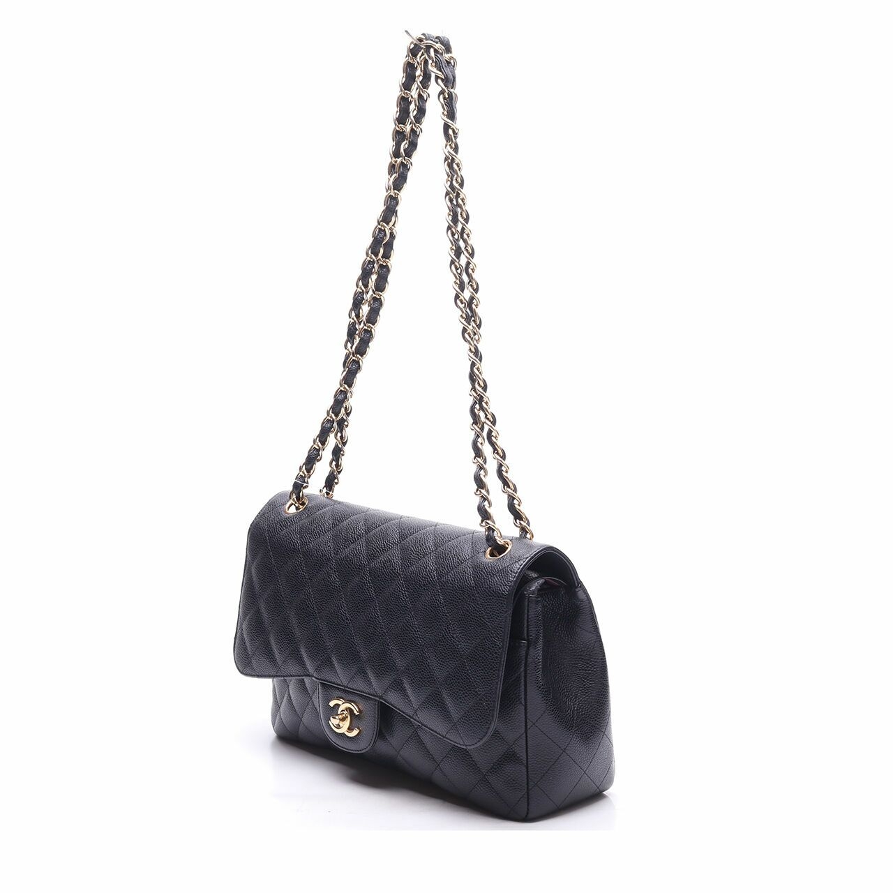 Chanel Double Flap Quilted Caviar Black Shoulder Bag
