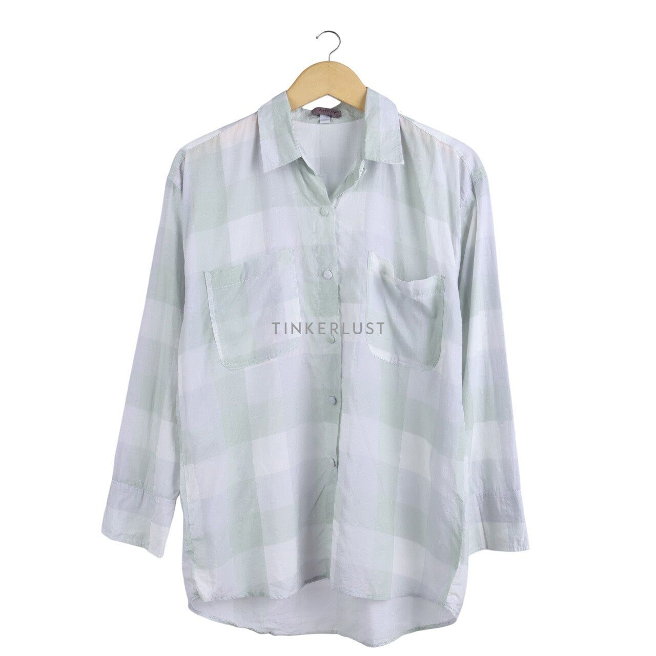 array Grey & Sage Green Plaid Shirt