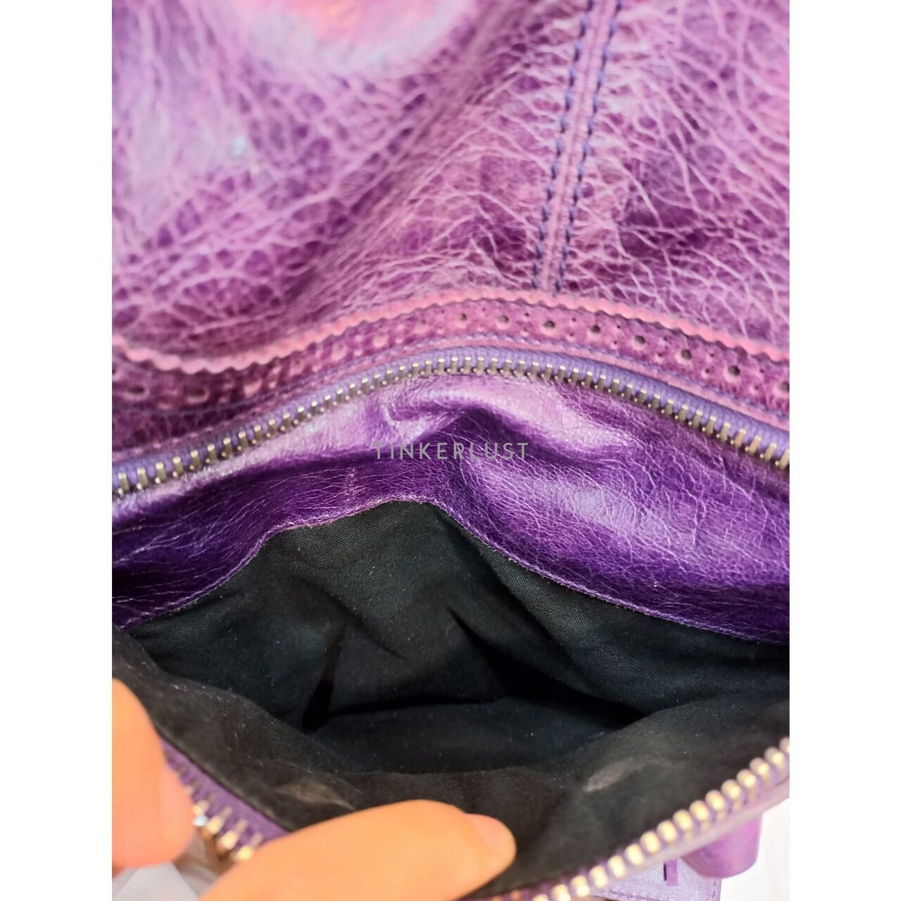 Balenciaga Giant Travel Bag Leather Purple Satchel