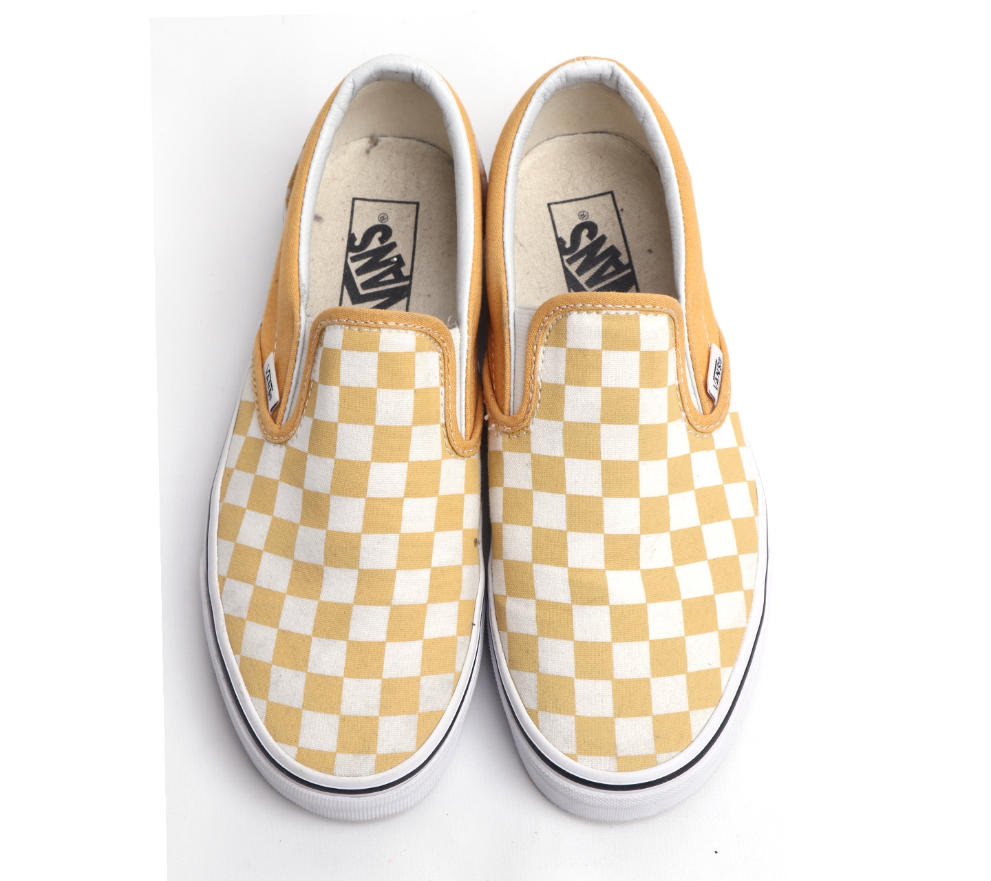 Vans Yellow White Slip On Sneakers