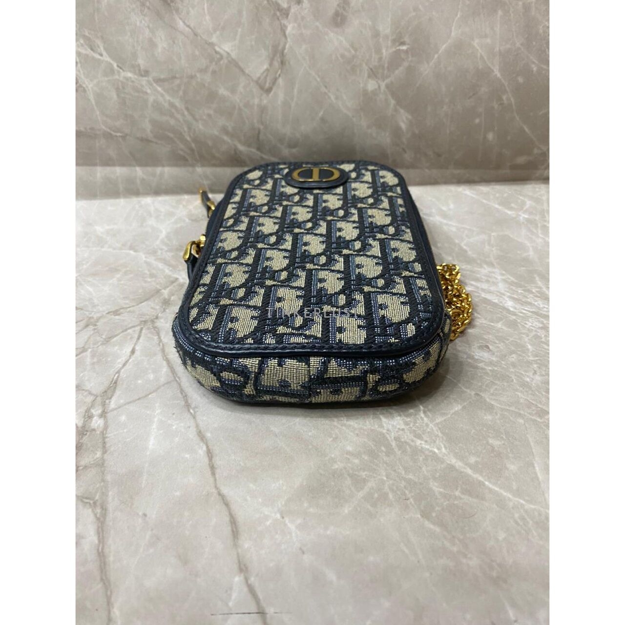Christian Dior Phone Case Navy Oblique 2022 GHW Sling Bag