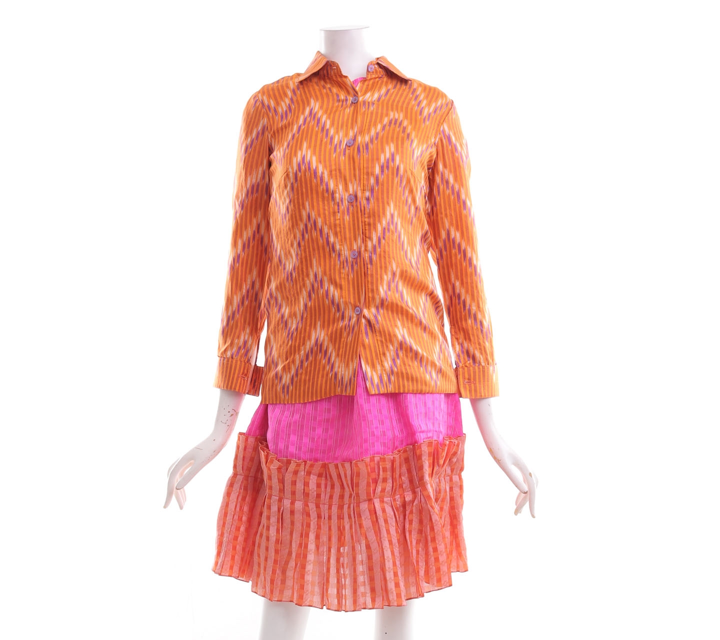 Ikat Indonesia Pink & Orange Mini Dress