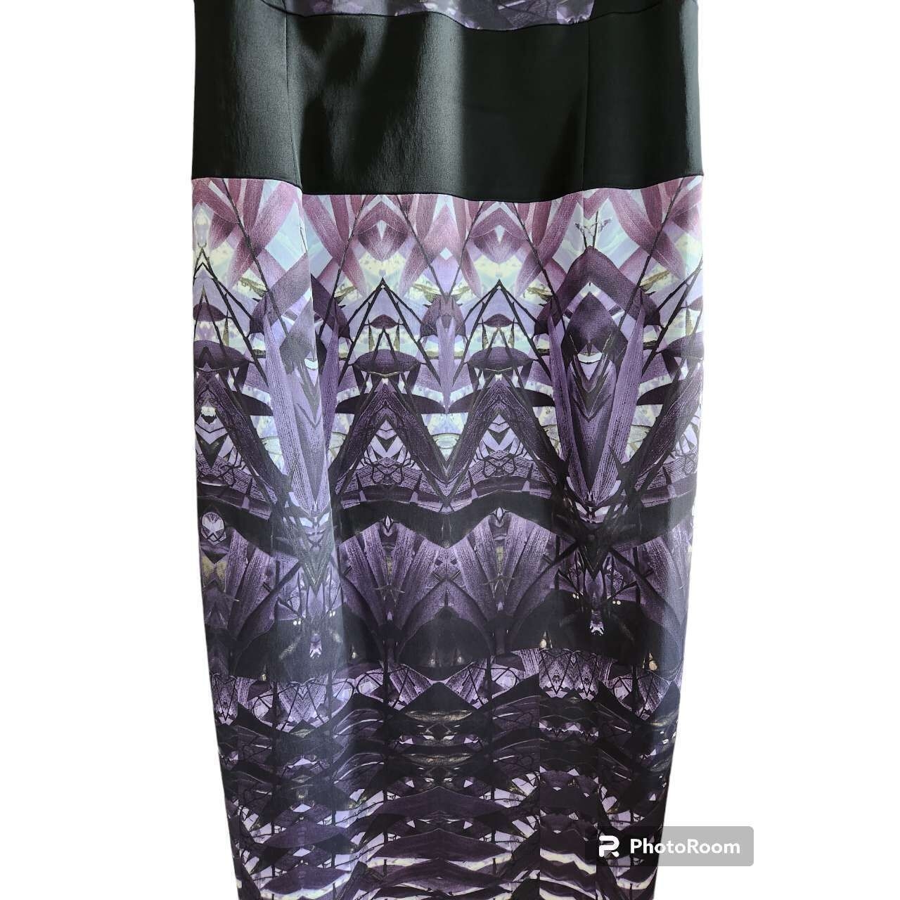 Karen Millen Black & Purple Organic Long Dress