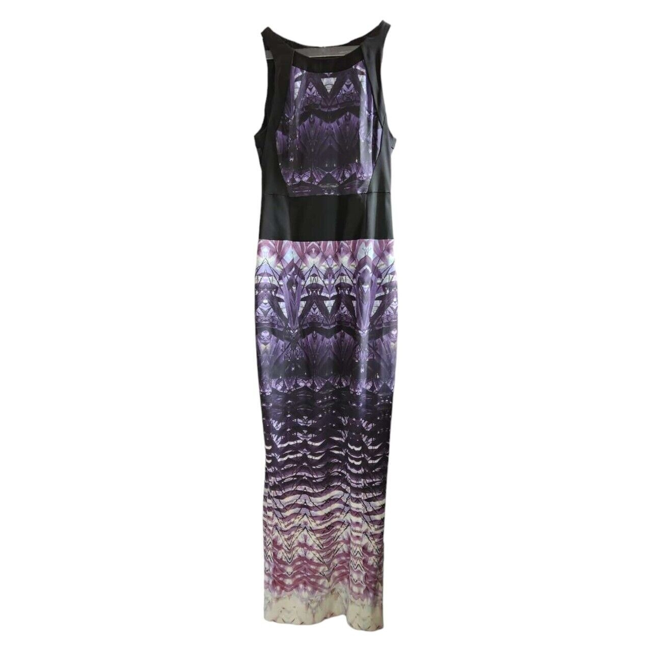 Karen Millen Black & Purple Organic Long Dress