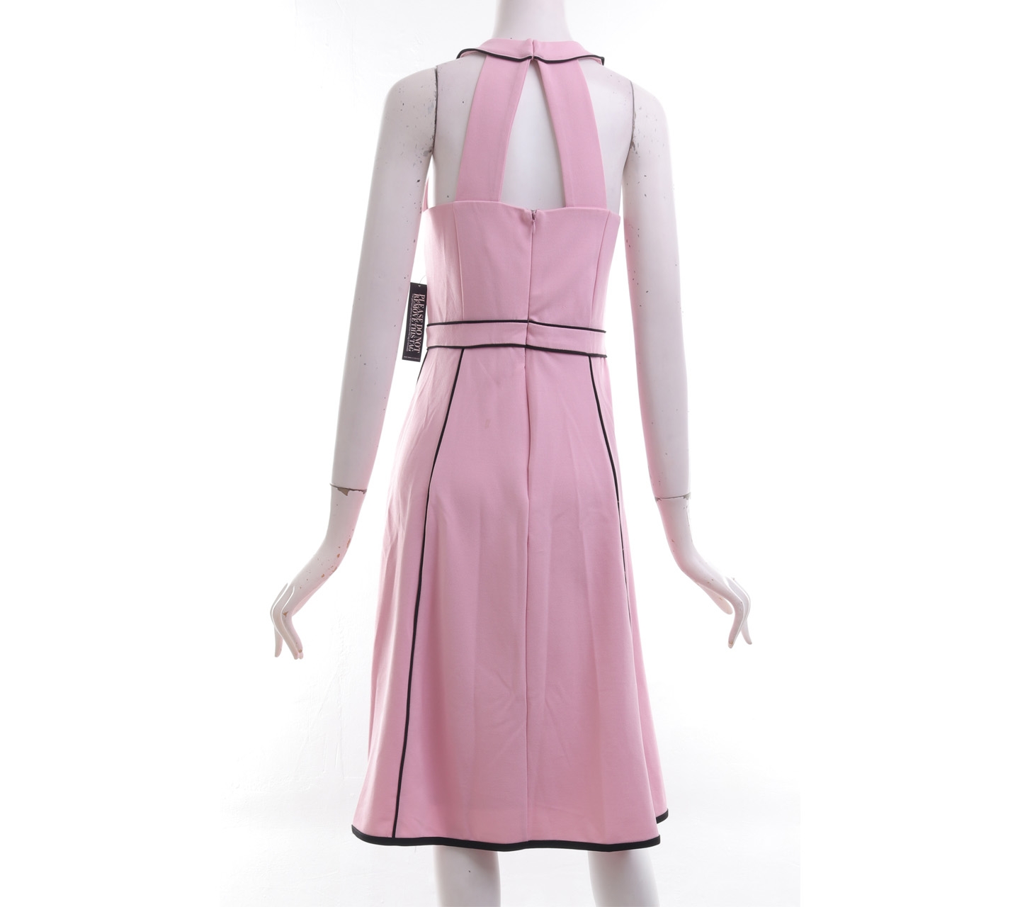 New York & Company Pink & Black Midi Dress